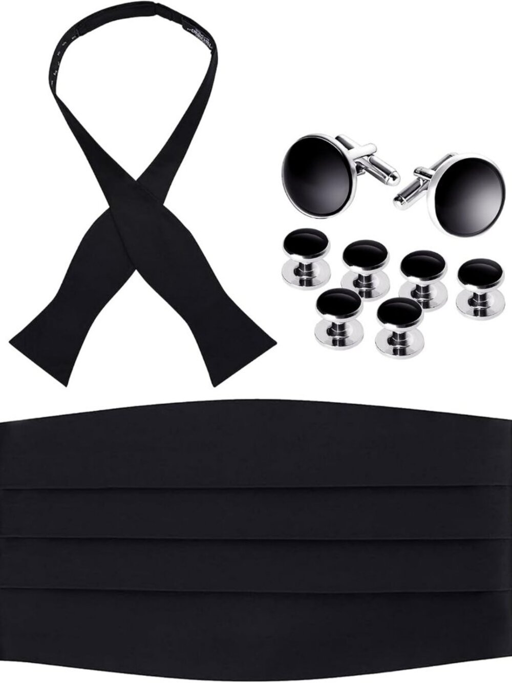 Elegant Men's 100% Silk Bow Tie & Cummerbund Set in Gift Box - Formal Accessory